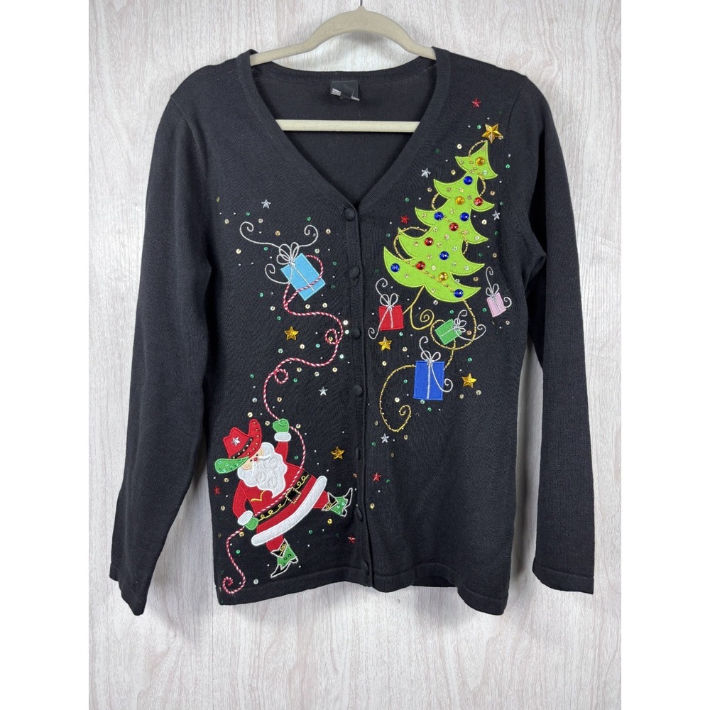 Berek Studio Cowboy Santa Cardigan Women PM Western Christmas Holiday